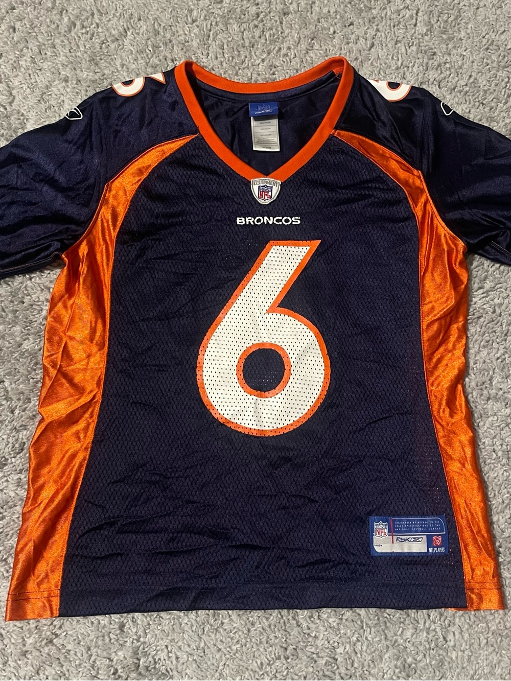 Vintage Reebok Denver Broncos #6 Navy & Orange Football Jersey